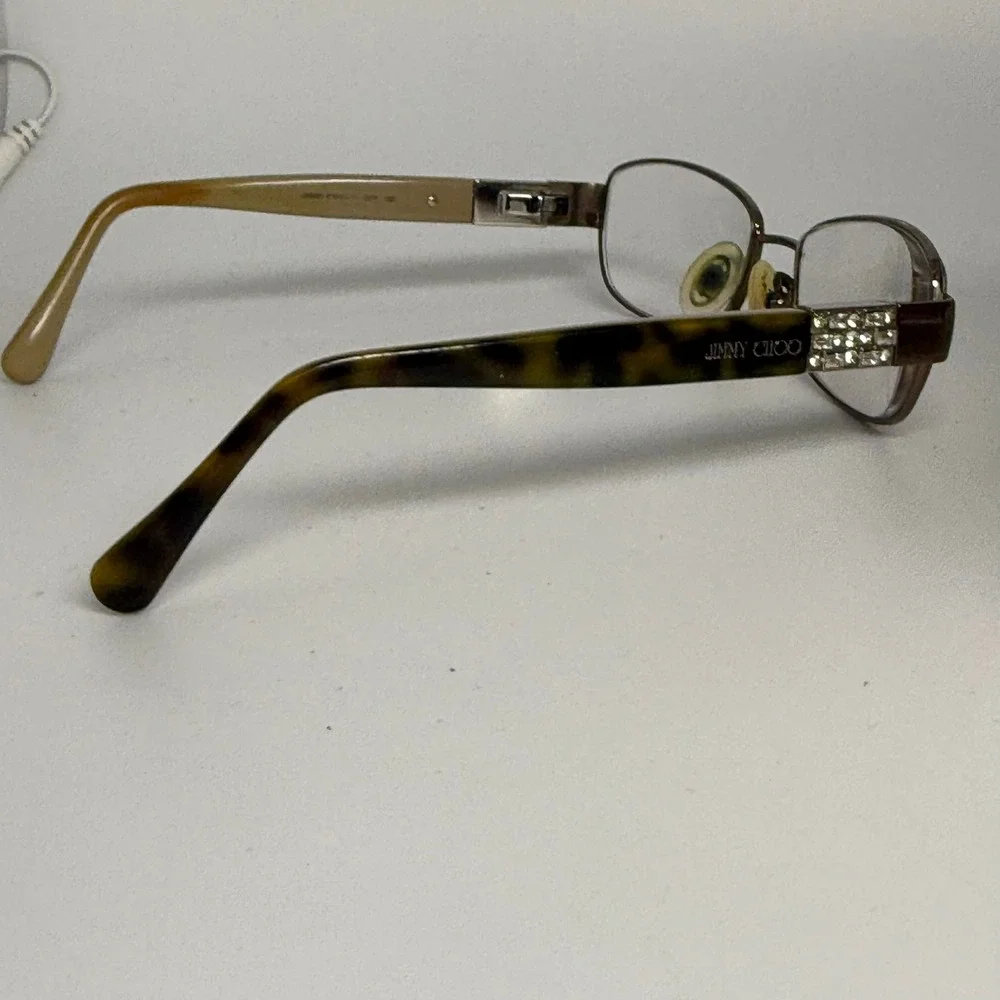 Jimmy Choo JC 15 Brown Metal Tortoise Crystal Eyeglass Frames Italy 23665